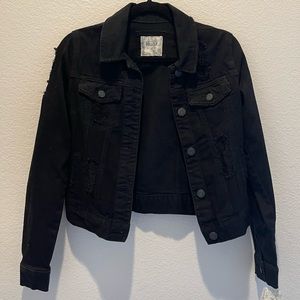 Black denim distressed jacket